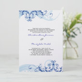 Royal Blue Scroll Fleurish Wedding Einladung (Stehend Vorderseite)