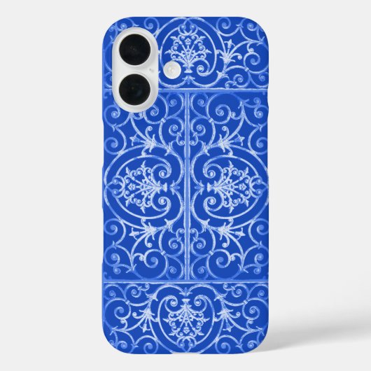 Royal Blue scrollwork-Muster Case-Mate iPhone Hülle (Rückseite)