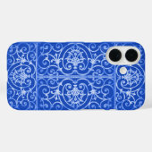 Royal Blue scrollwork-Muster Case-Mate iPhone Hülle (Rückseite (Horizontal))