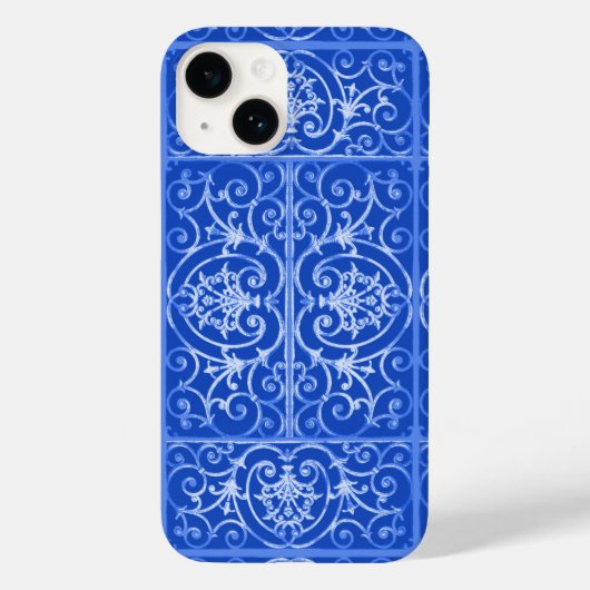 Royal Blue scrollwork-Muster Case-Mate iPhone Hülle (Rückseite)