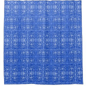 Royal Blue scrollwork-Muster Duschvorhang (Vorderseite)