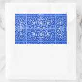 Royal Blue scrollwork-Muster Rechteckiger Aufkleber (Tasche)