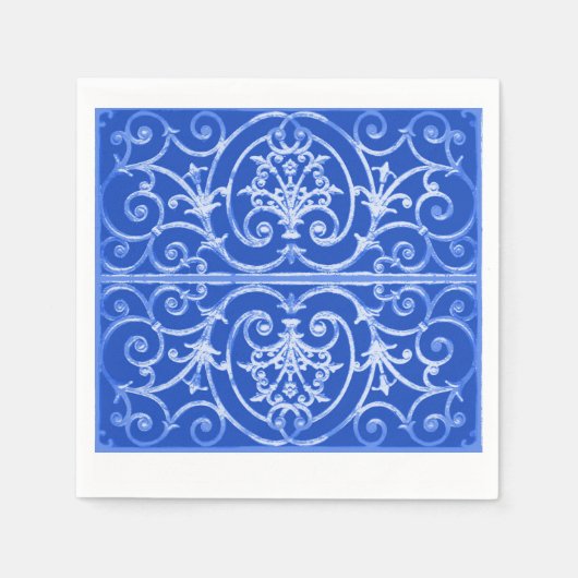 Royal Blue scrollwork-Muster Serviette (Vorderseite)