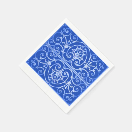 Royal Blue scrollwork-Muster Serviette (Ecke)