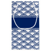 Royal Blue Seigaiha Pattern Brautparty Kleine Geschenktüte (Rückseite)