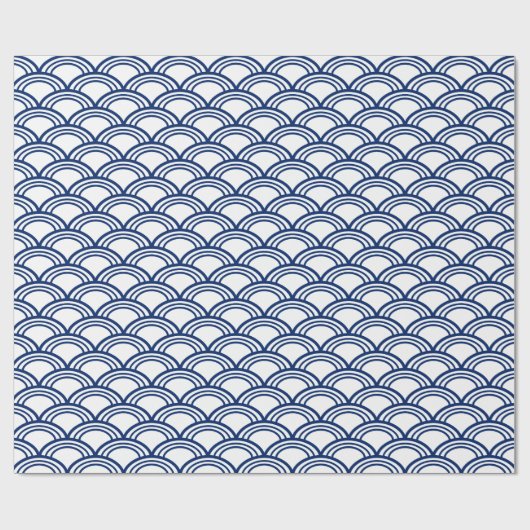 Royal Blue Seigaiha Pattern Geschenkpapier (Flach)