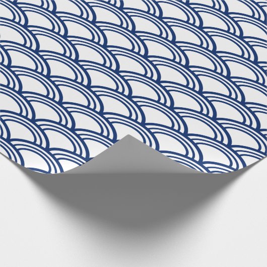 Royal Blue Seigaiha Pattern Geschenkpapier (Ecke)