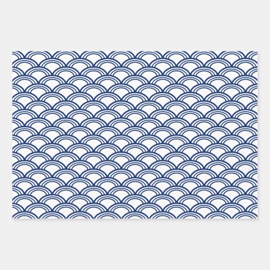 Royal Blue Seigaiha Pattern Geschenkpapier Set (Vorderseite 2)