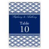 Royal Blue Seigaiha Pattern Wedding Tischnummer (Rückseite)