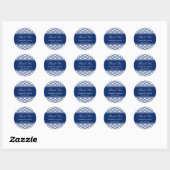 Royal Blue Seigaiha Pattern Wedding Vielen Dank Runder Aufkleber (Blatt)