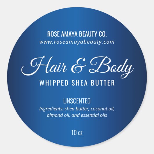 Royal Blue Shea Butter Wellness-Center Beauty Prod Runder Aufkleber (Vorderseite)
