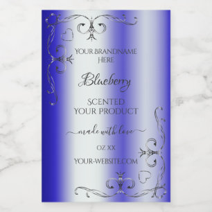 Royal Blue Shimmery Product Labels Silver Verziert Lebensmitteletikett