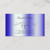 Royal Blue Shimmery Silver Verziert Corner Border Visitenkarte (Rückseite)