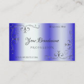 Royal Blue Shimmery Silver Verziert Corner Border Visitenkarte (Vorderseite)