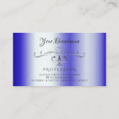 Royal Blue Shimmery Verziert Corner Border Initial Visitenkarte (Rückseite)