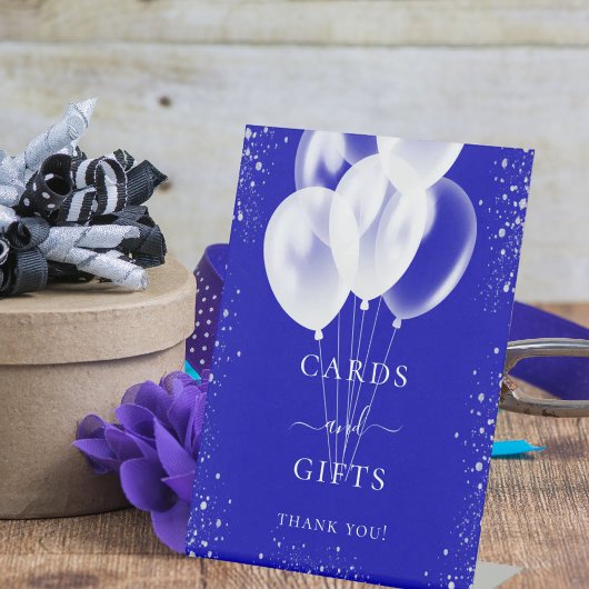 Royal Blue silber Ballons Karten Geschenke Sockelschild