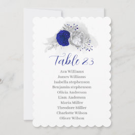 Royal Blue silber Blume Sitzkarte Einladung