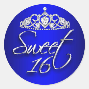 Royal Blue & Silber Glitz Tiara Sweet 16 Aufkleber