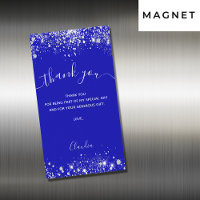 Royal Blue silber Glitzer Magnet danke Karte
