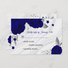 Royal Blue silbergraue RSVP-Karte RSVP Karte