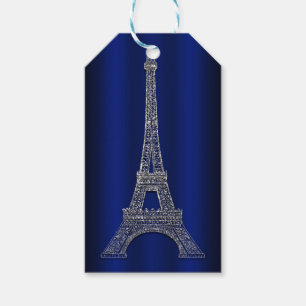 Royal Blue Silberner Eiffelturm Paris Hochzeitsges Geschenkanhänger