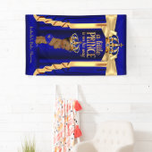 Royal Blue Silk Gold Crown Baby Shower Ethnic Banner (Insitu)