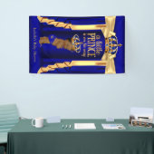 Royal Blue Silk Gold Crown Baby Shower Ethnic Banner (Messeveranstaltung)