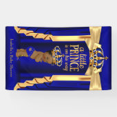 Royal Blue Silk Gold Crown Baby Shower Ethnic Banner (Horizontal)