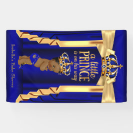 Royal Blue Silk Gold Crown Baby Shower Ethnic Banner