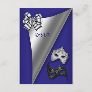 Royal Blue Silver 16 . Geburtstag Masquerade Party Einladung