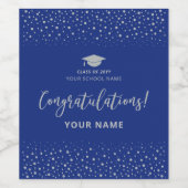 Royal Blue & Silver Abschluss Herzlichen Glückwuns Weinetikett (Einzelnes Label)