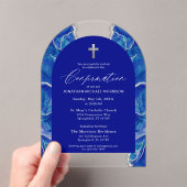 Royal Blue Silver Agate Confirmation Elegant Acryleinladungen (Insitu (Handheld))