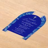 Royal Blue Silver Agate Confirmation Modern Acryleinladungen (Ablage )