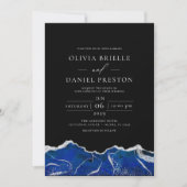 Royal Blue Silver Agate Elegante Moderne Hochzeit Einladung (Vorderseite)