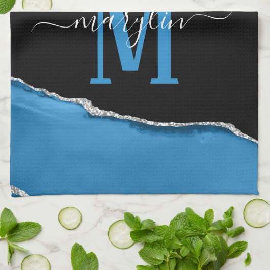 ROYAL BLUE & SILVER AGATE GESCHIRRTUCH (Gefaltet)