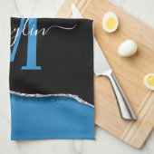 ROYAL BLUE & SILVER AGATE GESCHIRRTUCH (Viertel Falte)