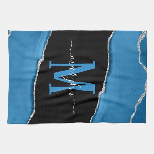 ROYAL BLUE & SILVER AGATE GESCHIRRTUCH (Horizontal)