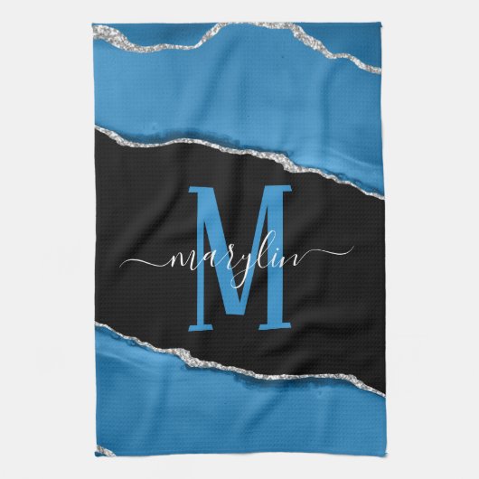 ROYAL BLUE & SILVER AGATE GESCHIRRTUCH (Vertikal)