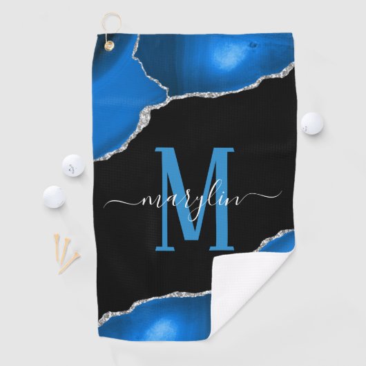 ROYAL BLUE & SILVER AGATE GOLFHANDTUCH (Insitu)