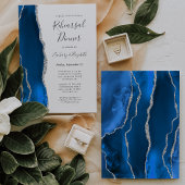 Royal Blue Silver Agate Hochzeit Probe Dinner Einladung