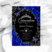 Royal Blue Silver Black Quinceanera Einladung