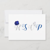 Royal Blue & Silver Blume RSVP-Karte RSVP Karte (Rückseite)