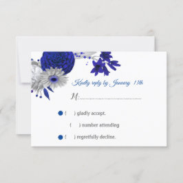 Royal Blue & Silver Blume RSVP-Karte RSVP Karte