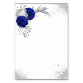 Royal Blue & Silver Blume Sitzkarte Tischnummer (Rückseite)