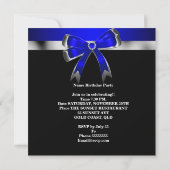 Royal Blue Silver Bow 30. Jewel Birthday Party Einladung (Rückseite)