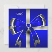 Royal Blue Silver Bow 30. Jewel Birthday Party Einladung (Vorderseite)