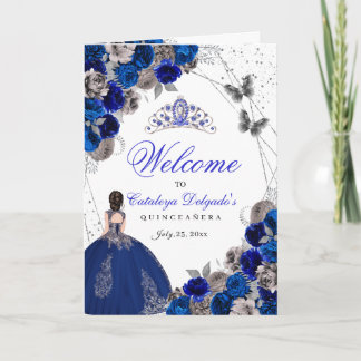 Royal Blue Silver Butterfly Quinceanera Programm