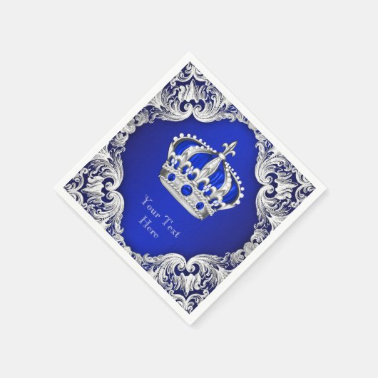 Royal Blue Silver Crown Serviette (Ecke)