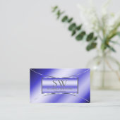 Royal Blue Silver Decke mit Monogram und Logo Visitenkarte (Stehend Vorderseite)