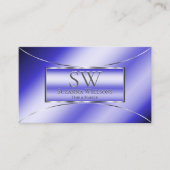 Royal Blue Silver Decke mit Monogram und Logo Visitenkarte (Vorderseite)